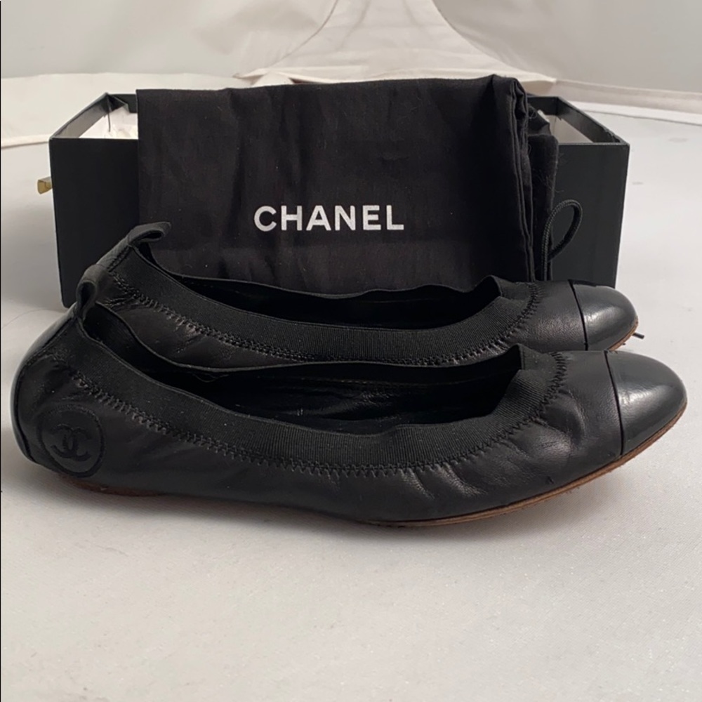 Chanel black classic elastic ballet flats 7 - Picture 9 of 15